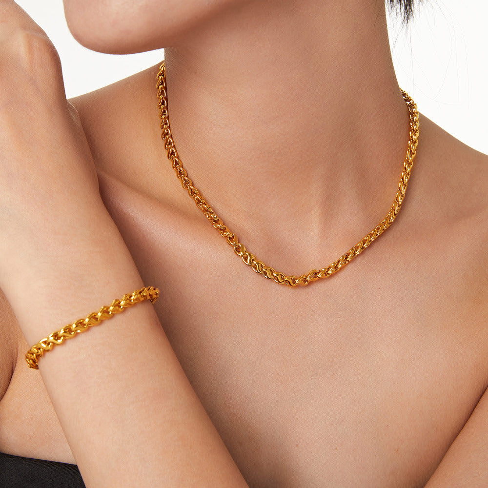 Geometric Chain Bracelet & Necklace Set