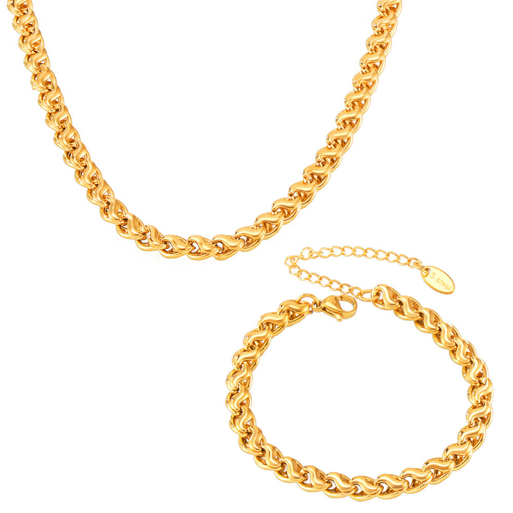 Geometric Chain Bracelet & Necklace Set