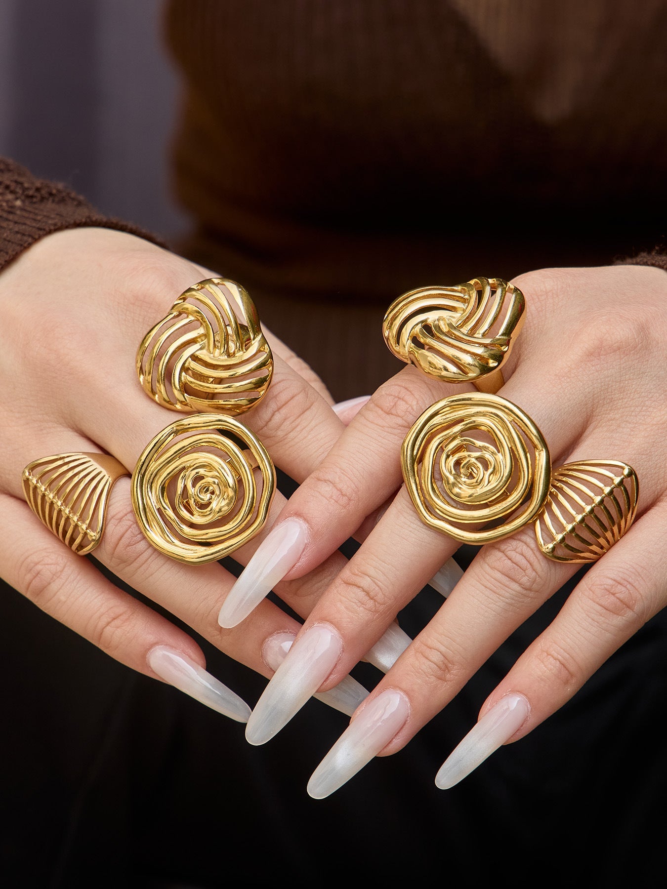 Geometric Hollow Open Ring