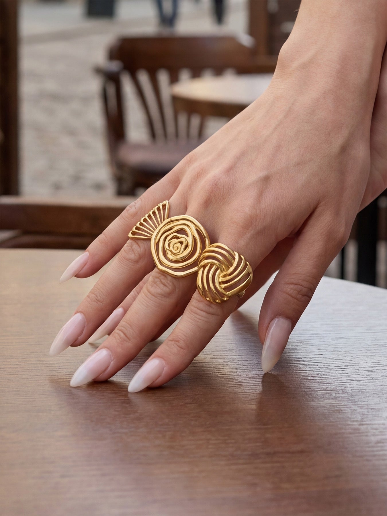 Geometric Hollow Open Ring