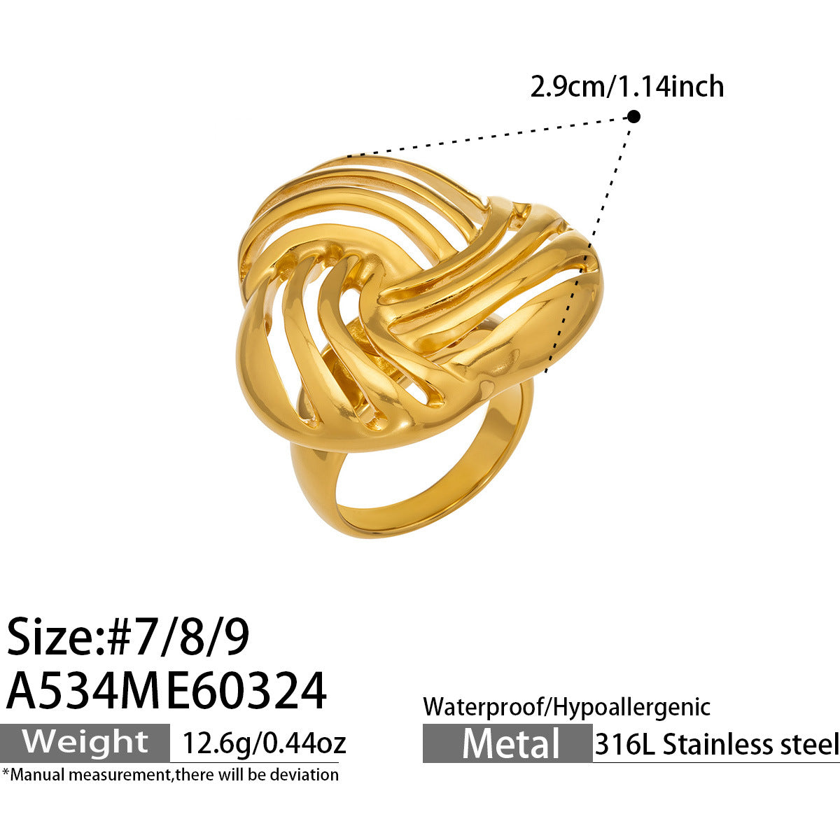 Geometric Hollow Open Ring