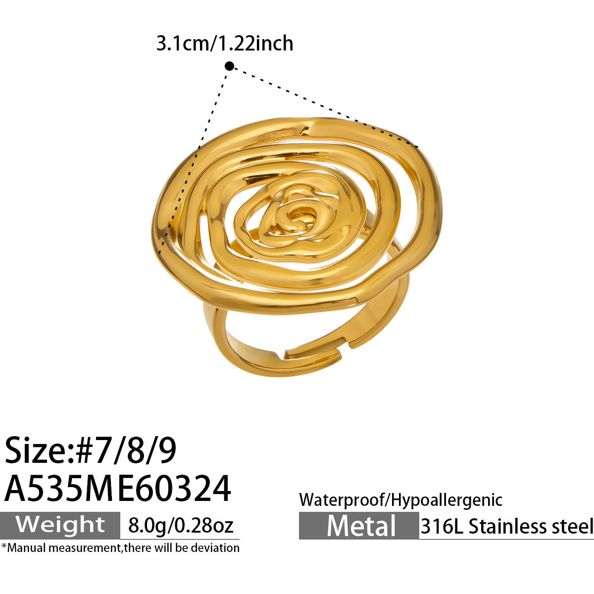 Geometric Hollow Open Ring