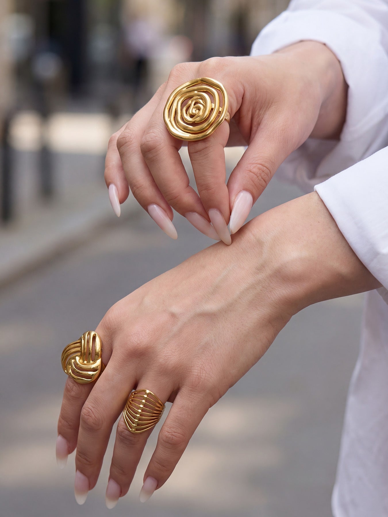 Geometric Hollow Open Ring
