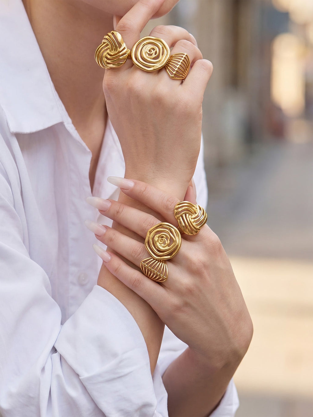 Geometric Hollow Open Ring