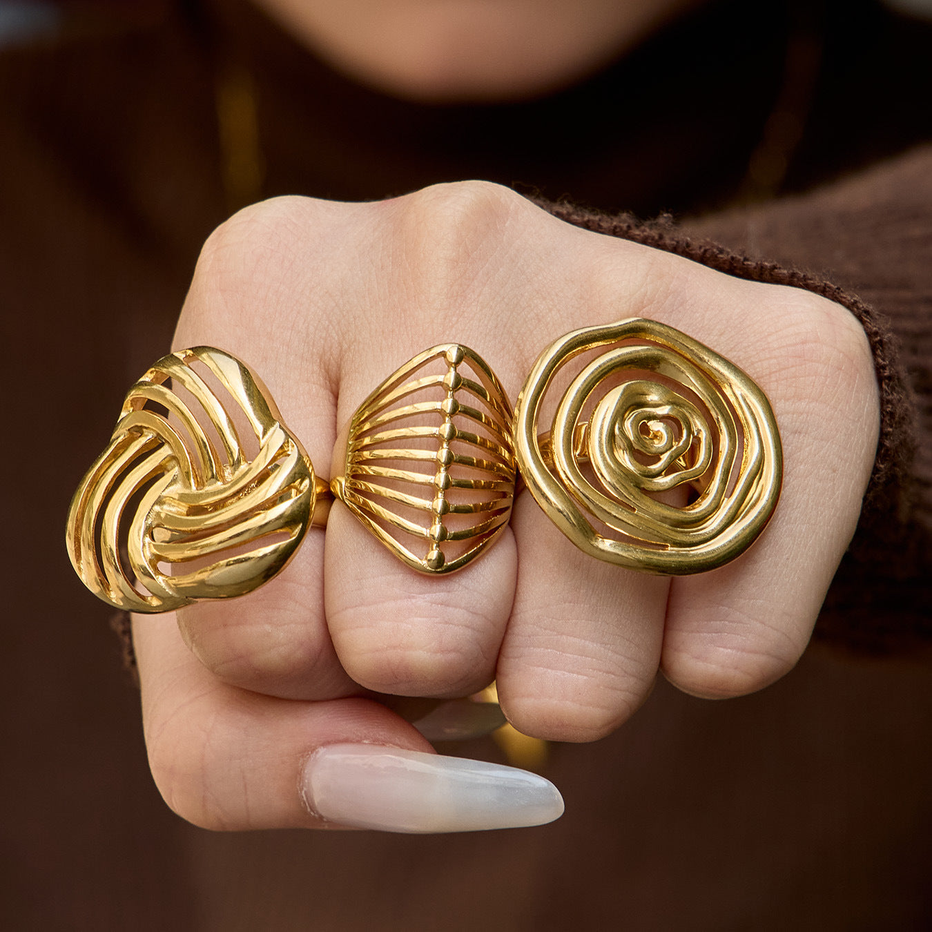 Geometric Hollow Open Ring