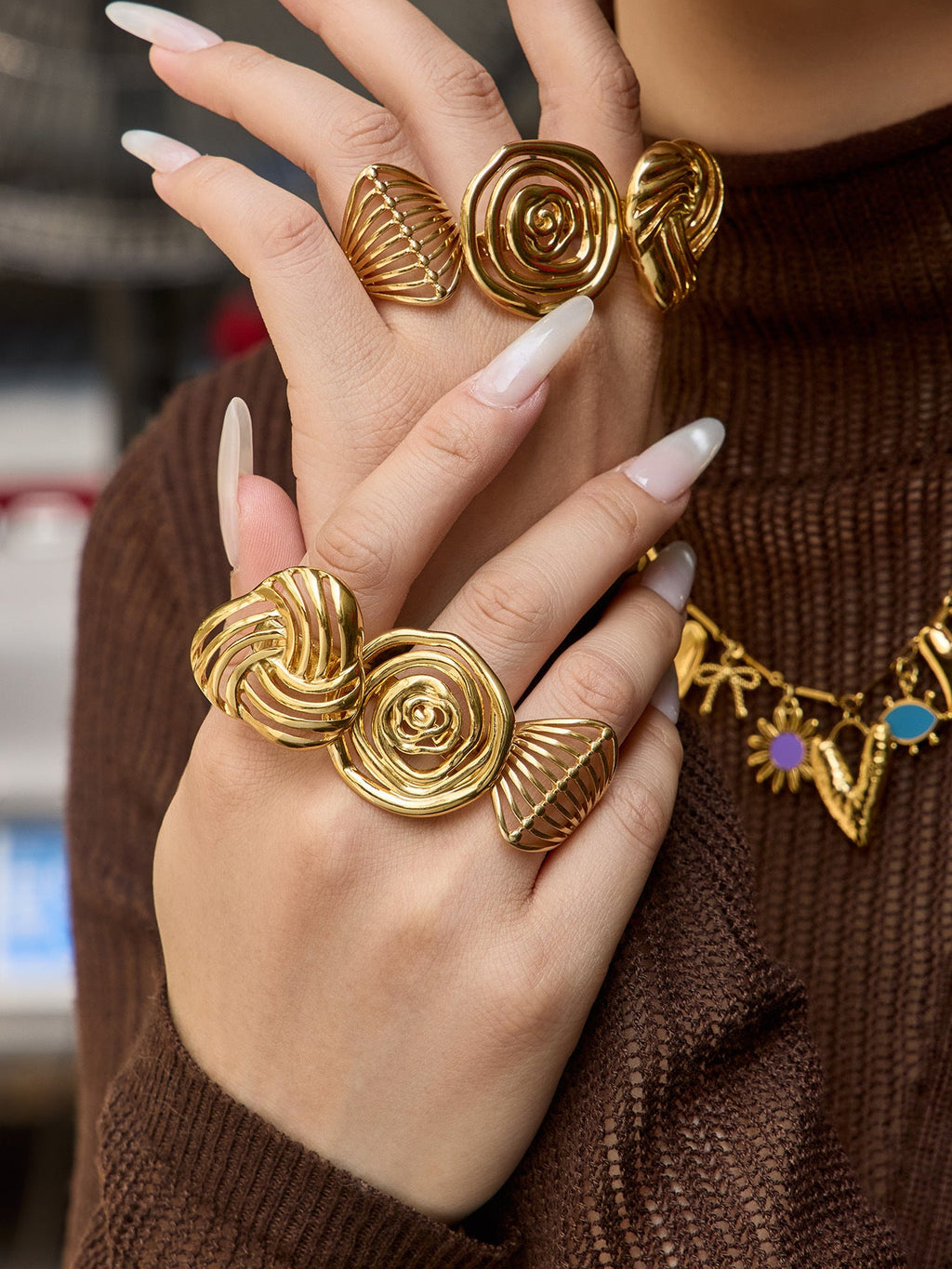 Geometric Hollow Open Ring