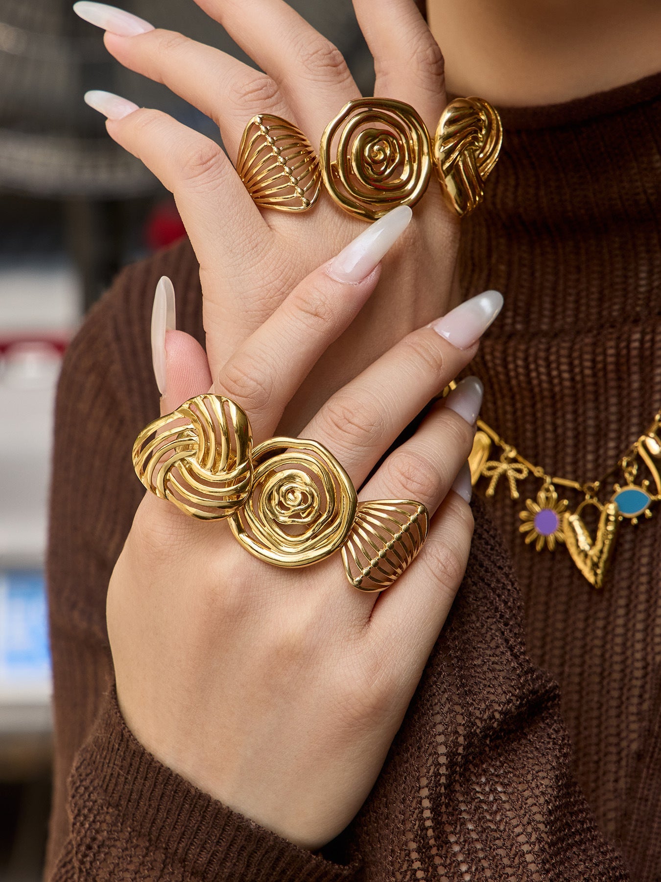 Geometric Hollow Open Ring