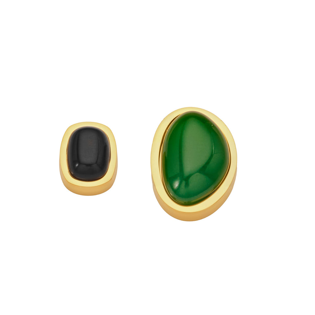 Agate & Onyx Asymmetric Earrings
