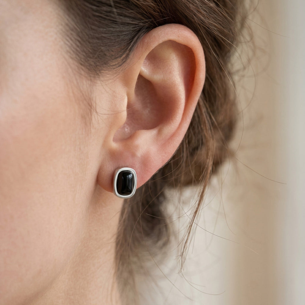 Agate & Onyx Asymmetric Earrings