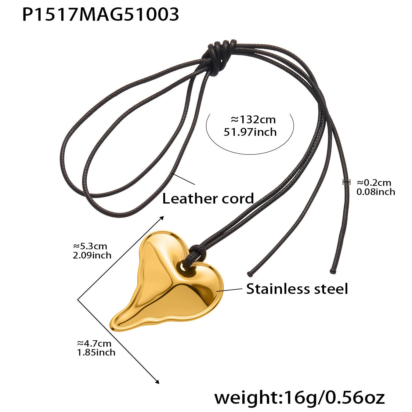 Heart Geometric Long Pendant Necklace