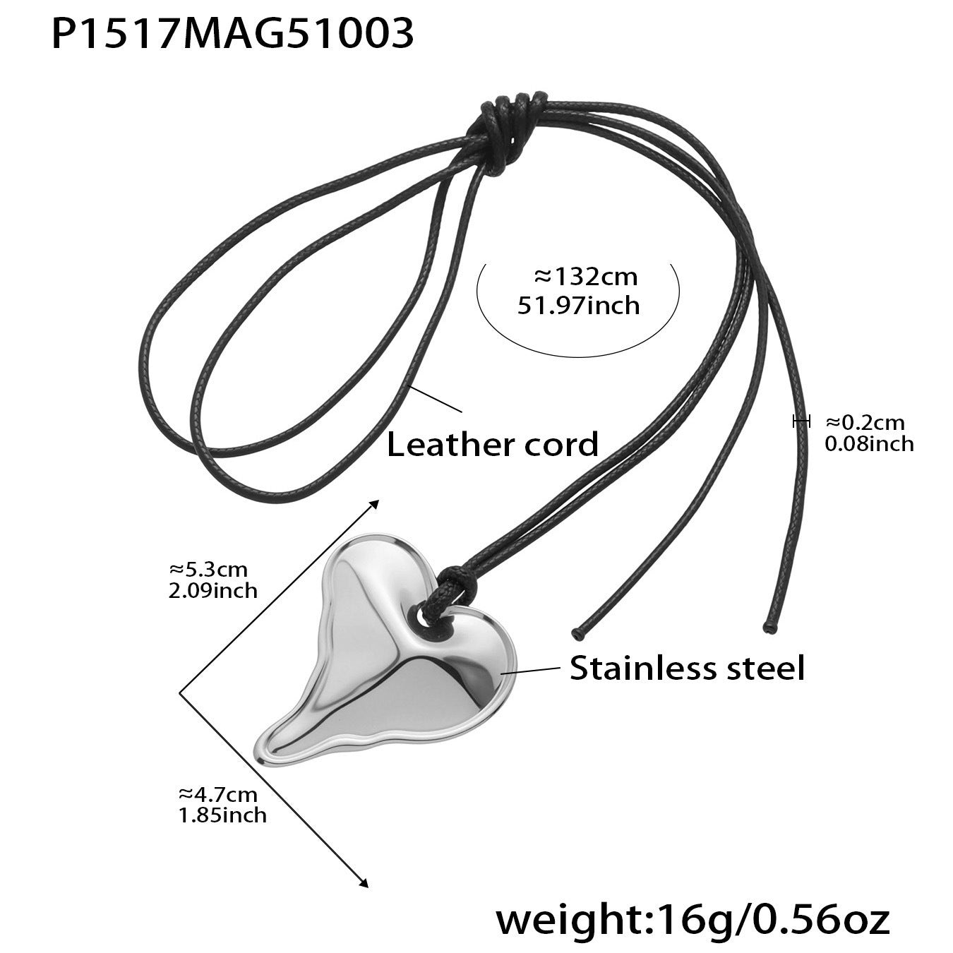 Heart Geometric Long Pendant Necklace