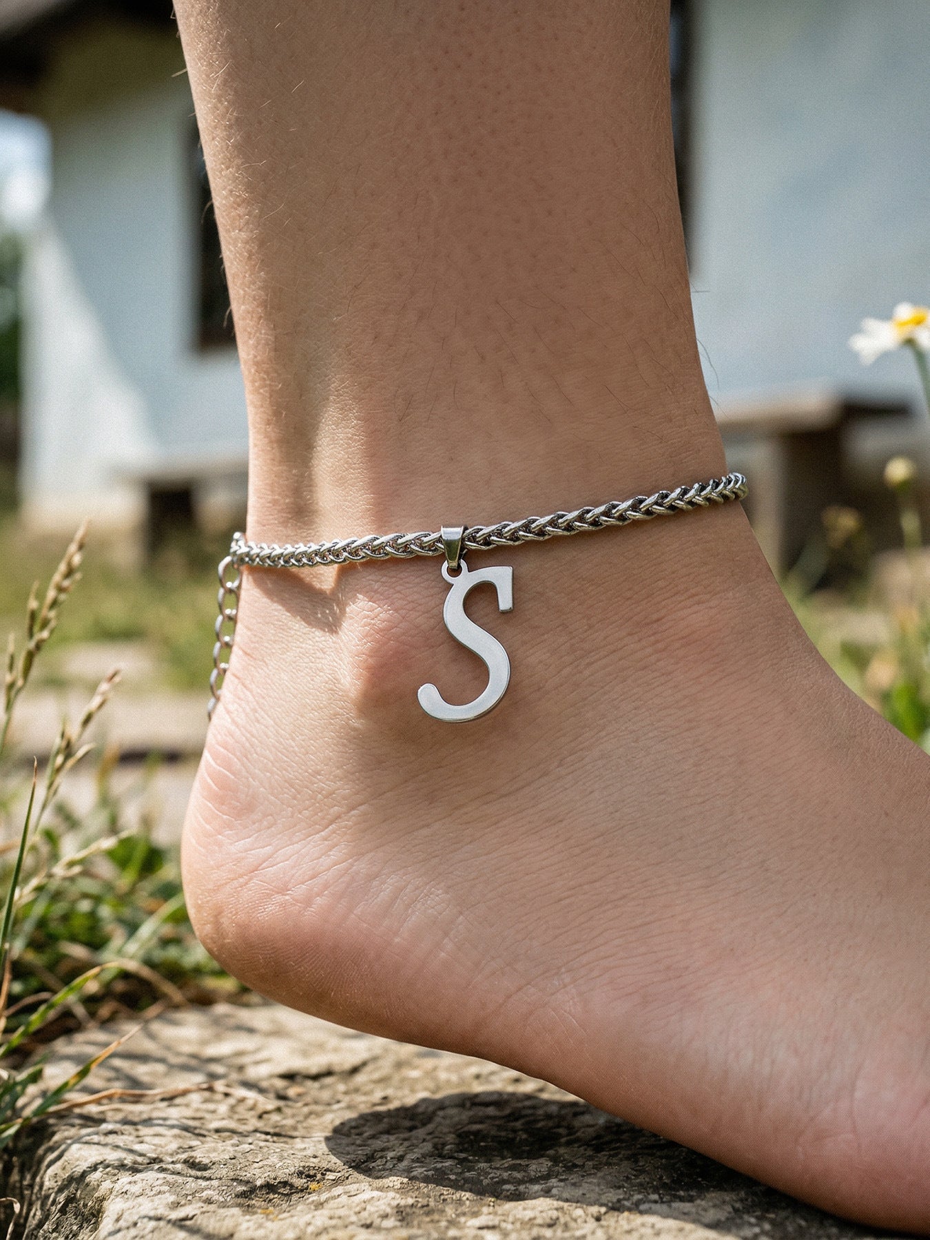 Initial Letter Anklet | 18K Gold Minimalist