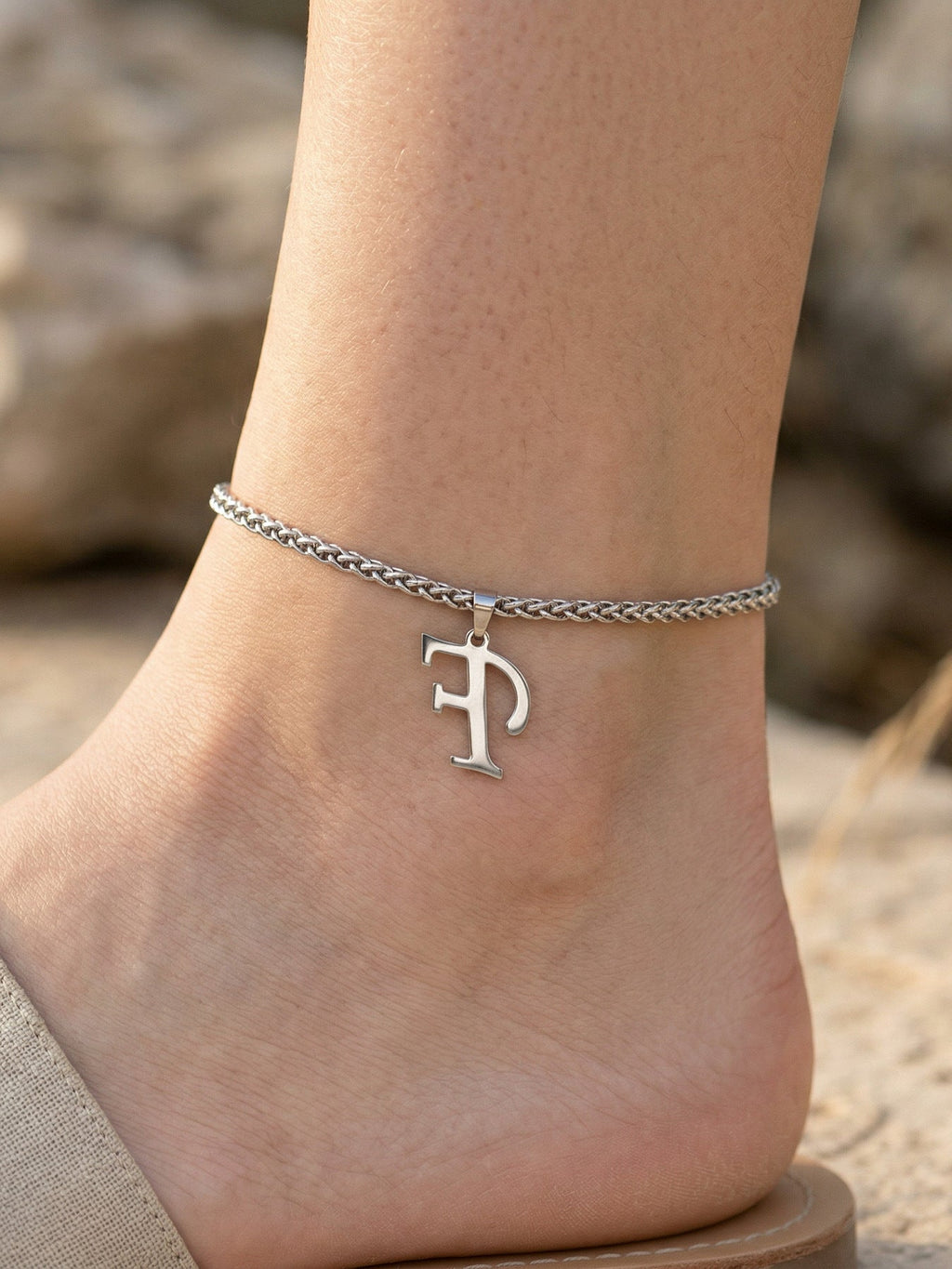 Initial Letter Anklet | 18K Gold Minimalist