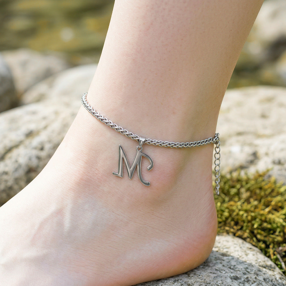 Initial Letter Anklet | 18K Gold Minimalist