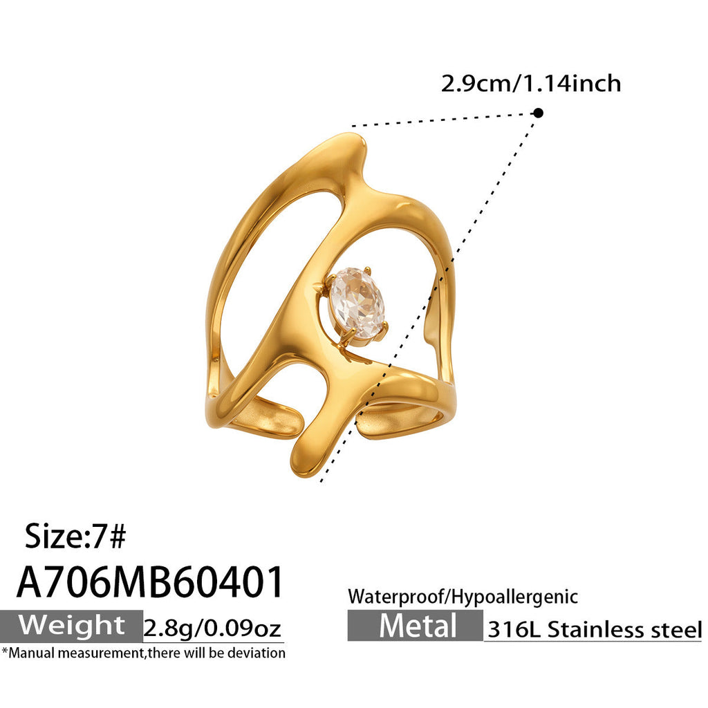 Love Heart Glass Stone Ring
