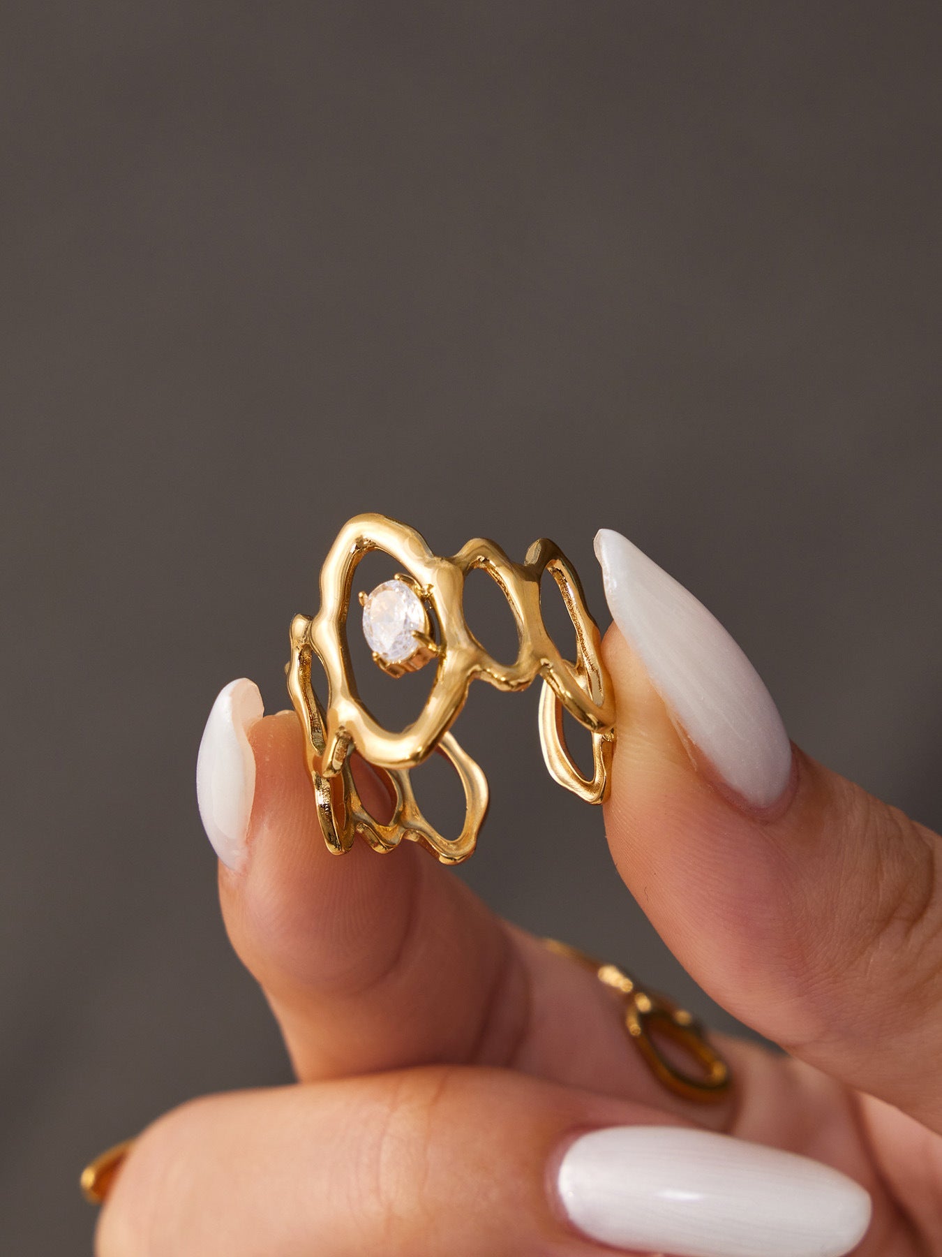 Love Heart Glass Stone Ring