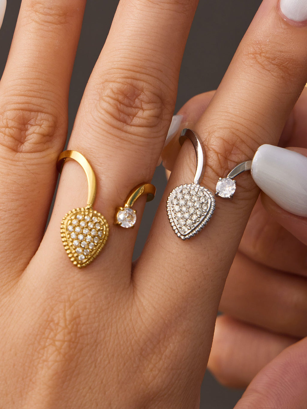 Love Heart Glass Stone Ring