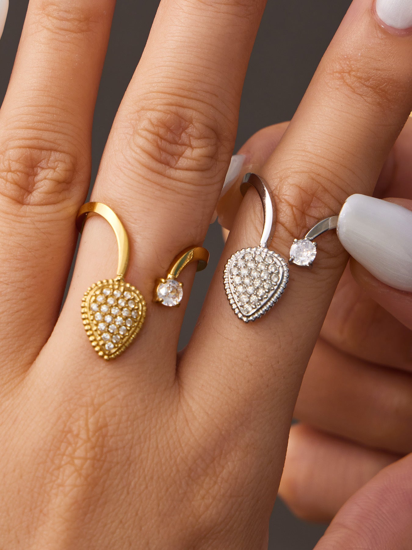 Love Heart Glass Stone Ring