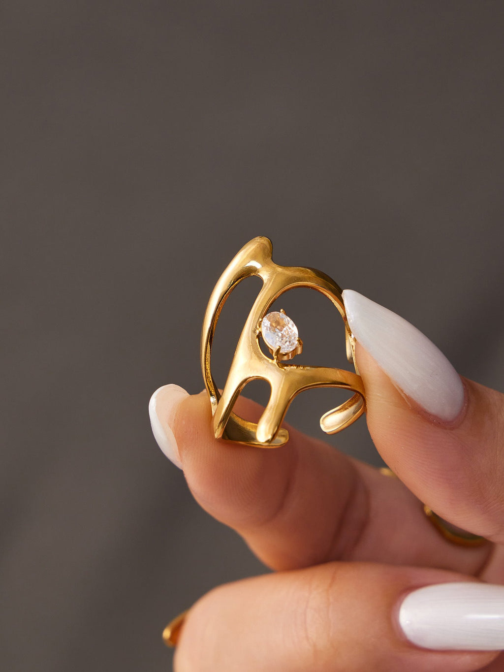 Love Heart Glass Stone Ring