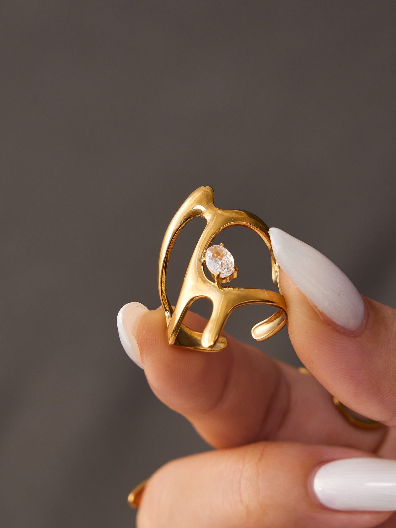Love Heart Glass Stone Ring