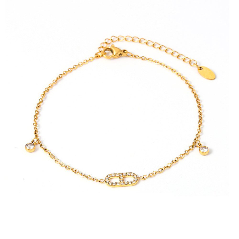 Bar Zircon Anklet | Minimalist 18K Gold