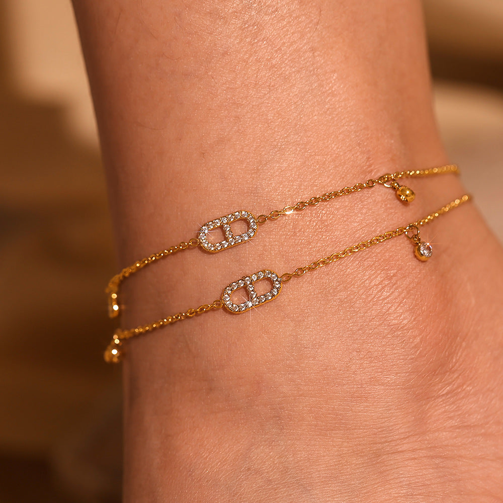 Bar Zircon Anklet | Minimalist 18K Gold