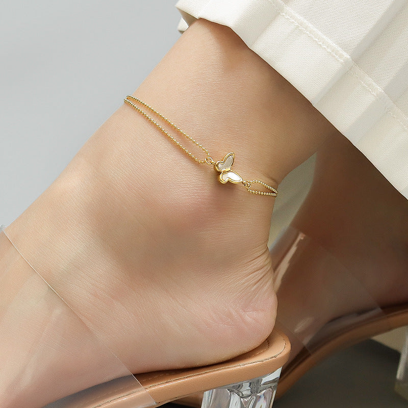 Minimalist Butterfly Anklet | 18K Gold