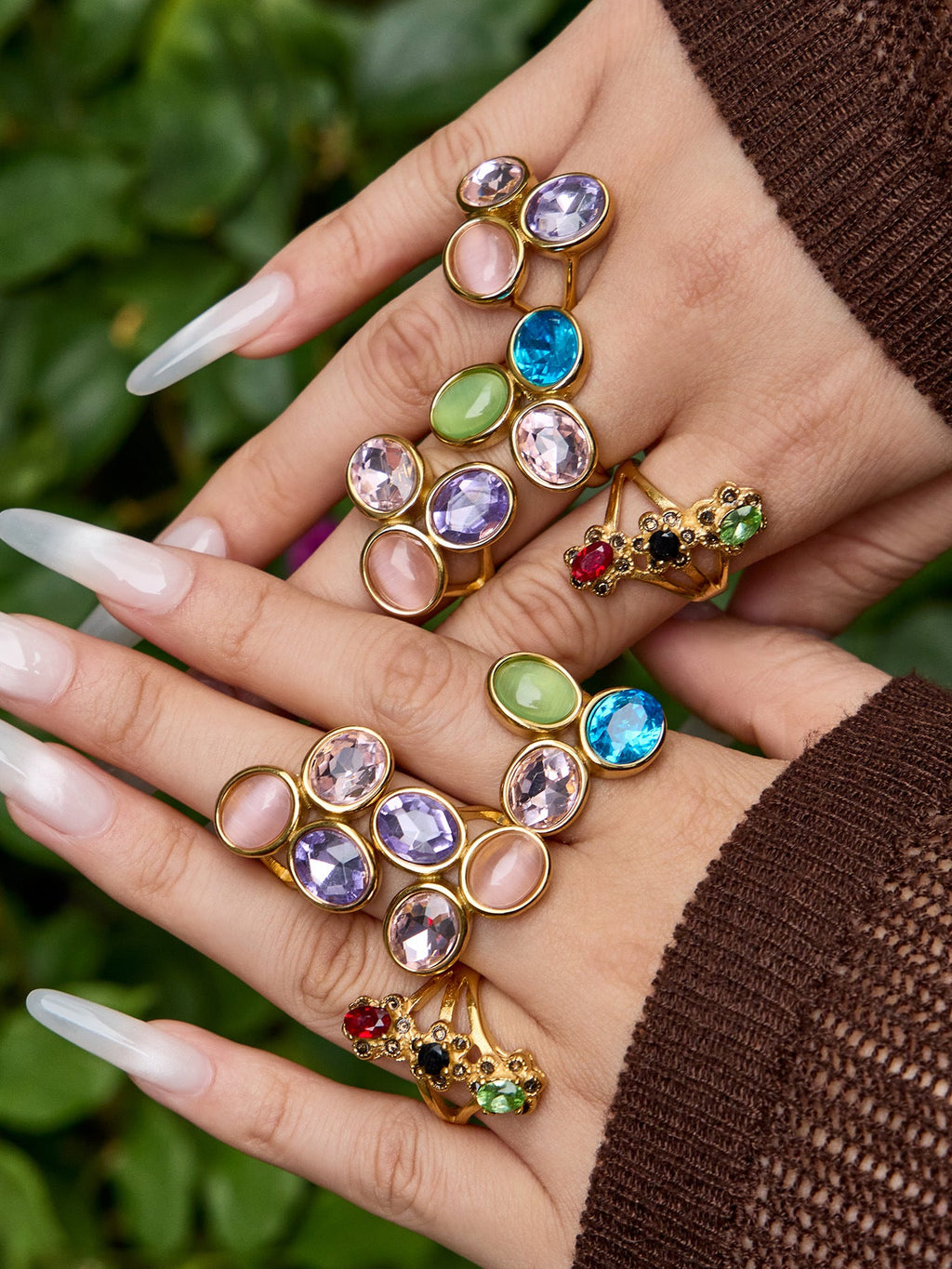 Multi-Color Glass Crystal Ring