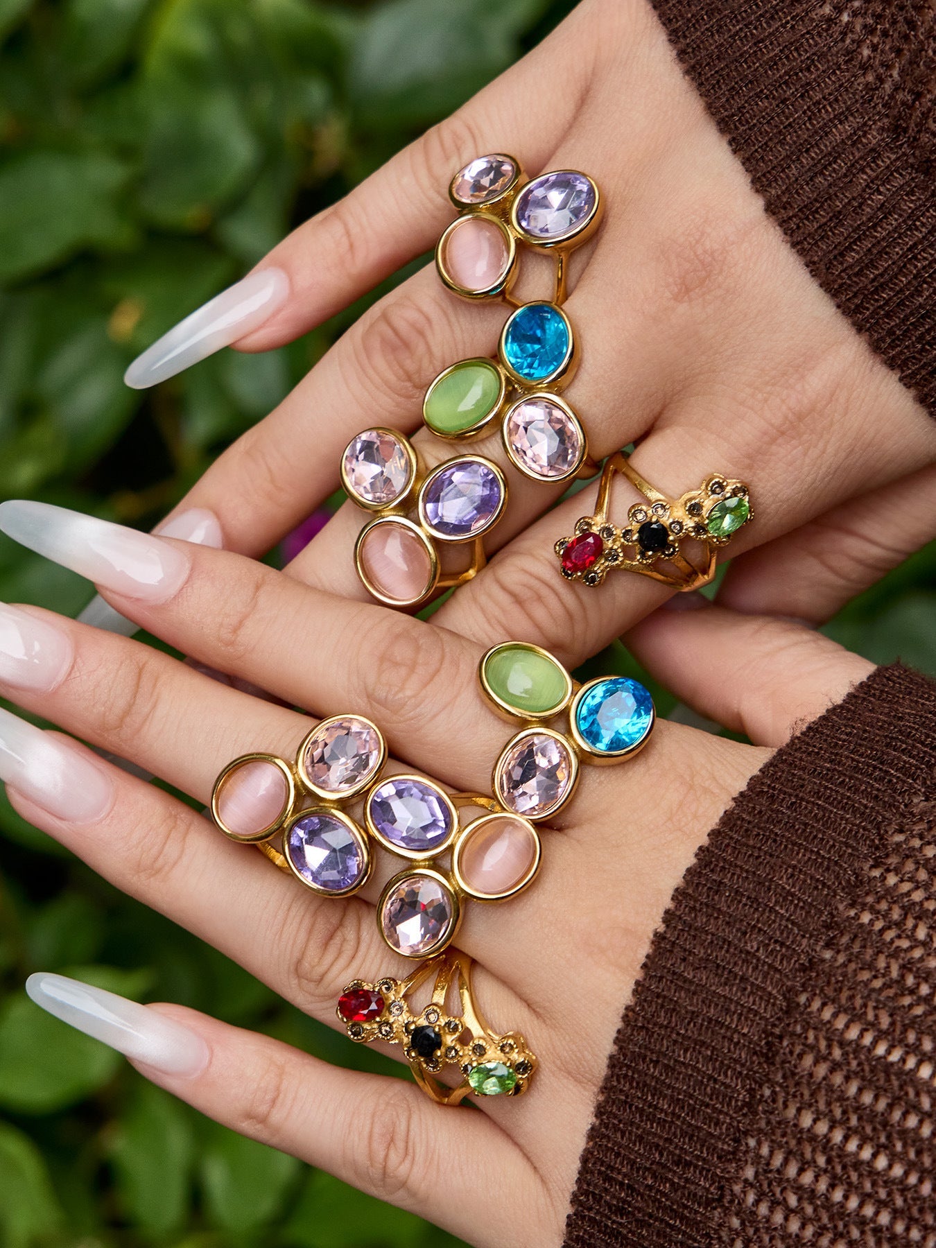 Multi-Color Glass Crystal Ring