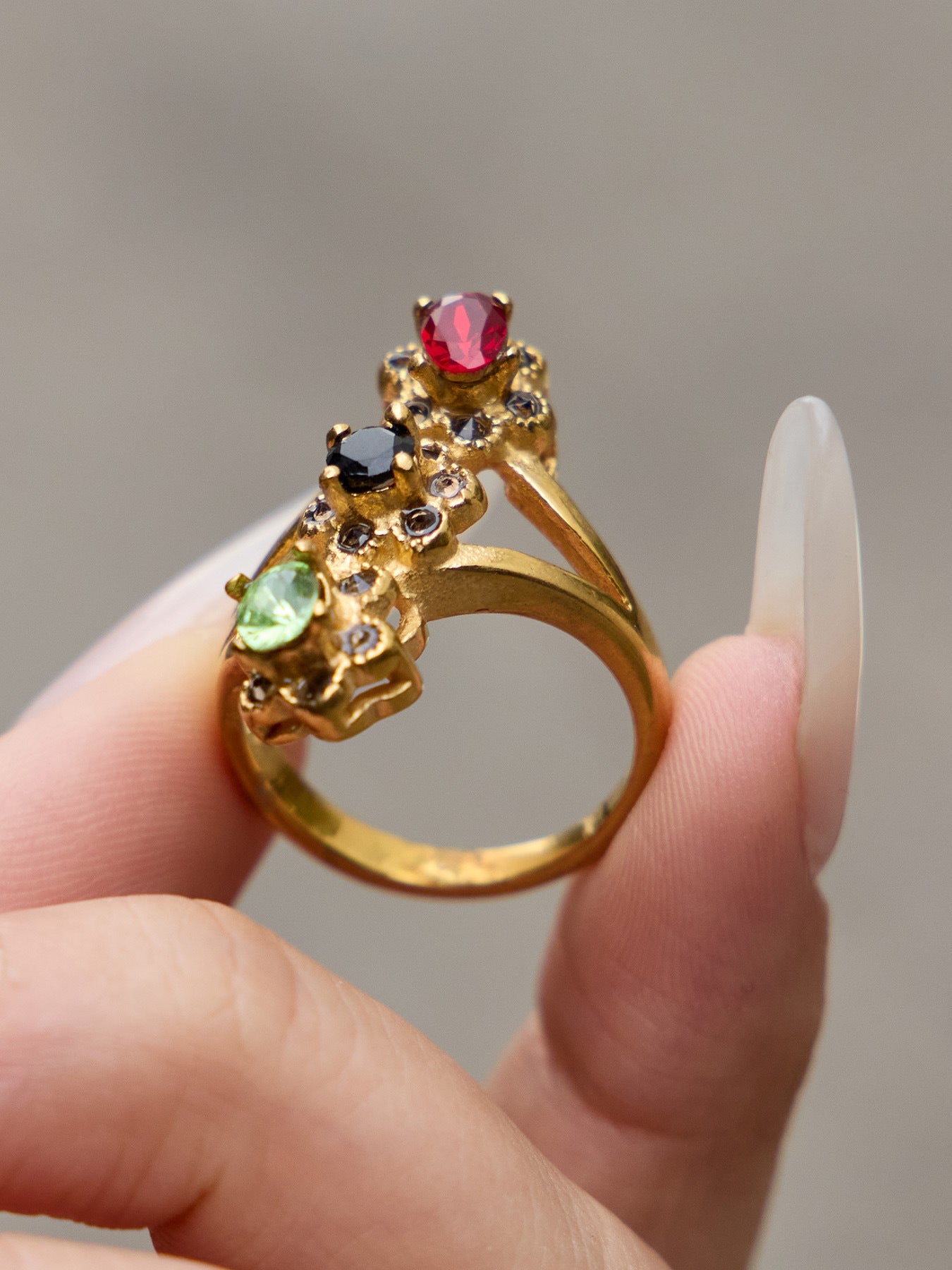 Multi-Color Glass Crystal Ring