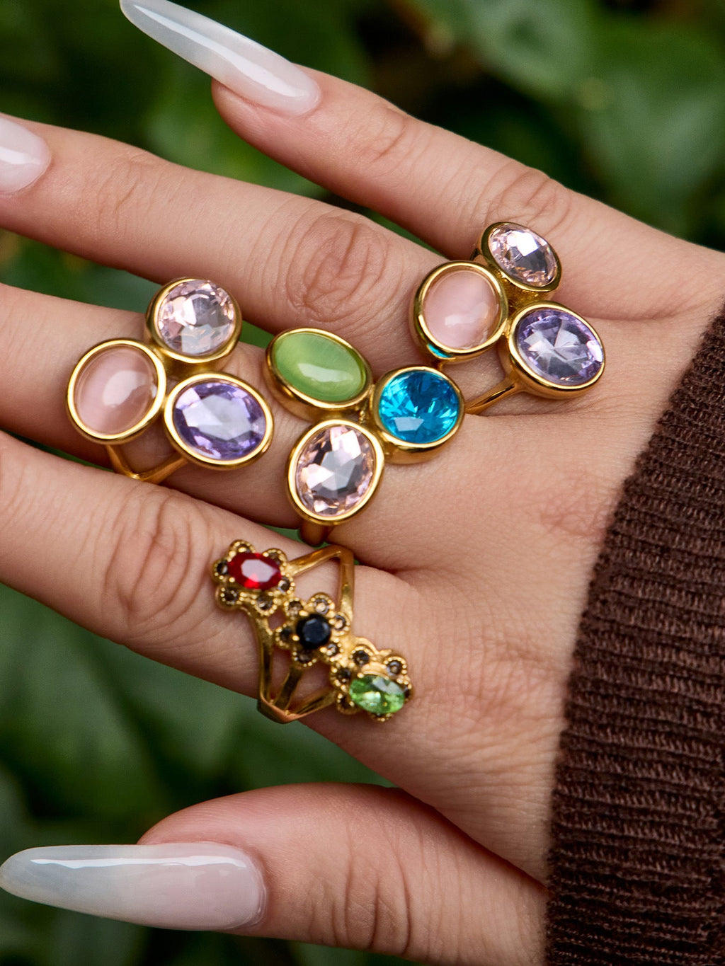 Multi-Color Glass Crystal Ring