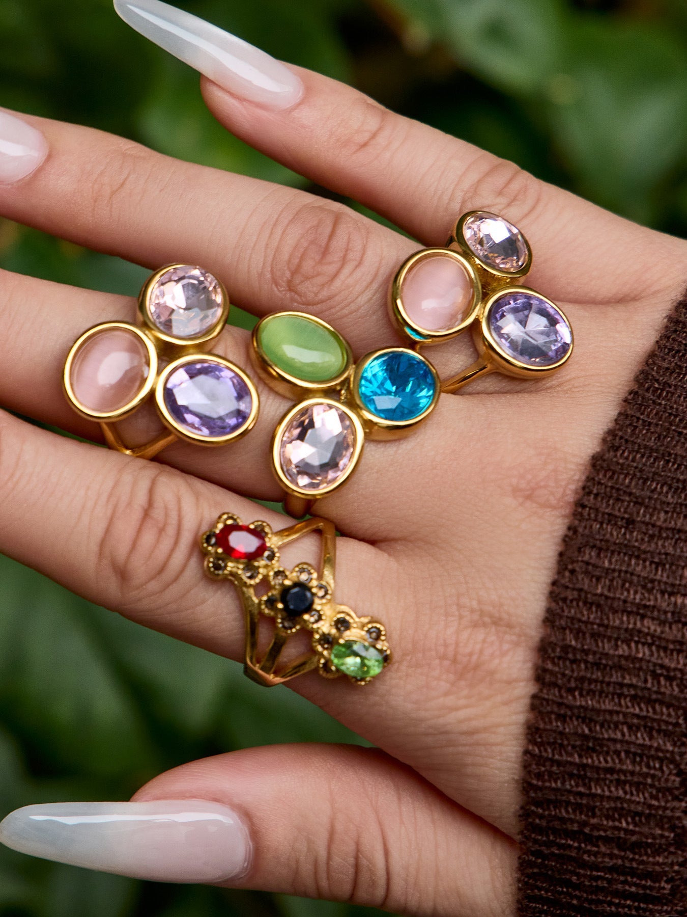Multi-Color Glass Crystal Ring