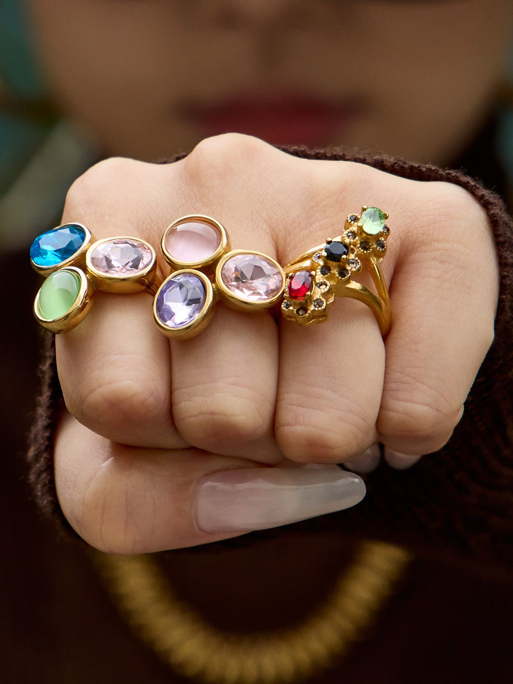 Multi-Color Glass Crystal Ring