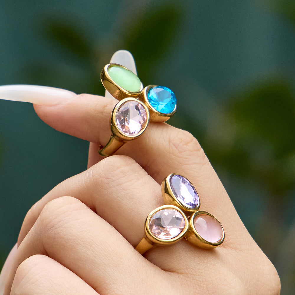 Multi-Color Glass Crystal Ring