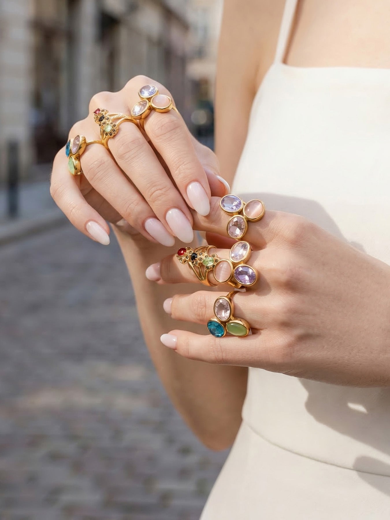 Multi-Color Glass Crystal Ring
