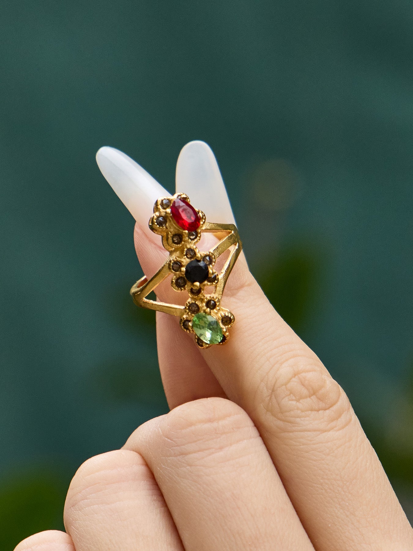 Multi-Color Glass Crystal Ring