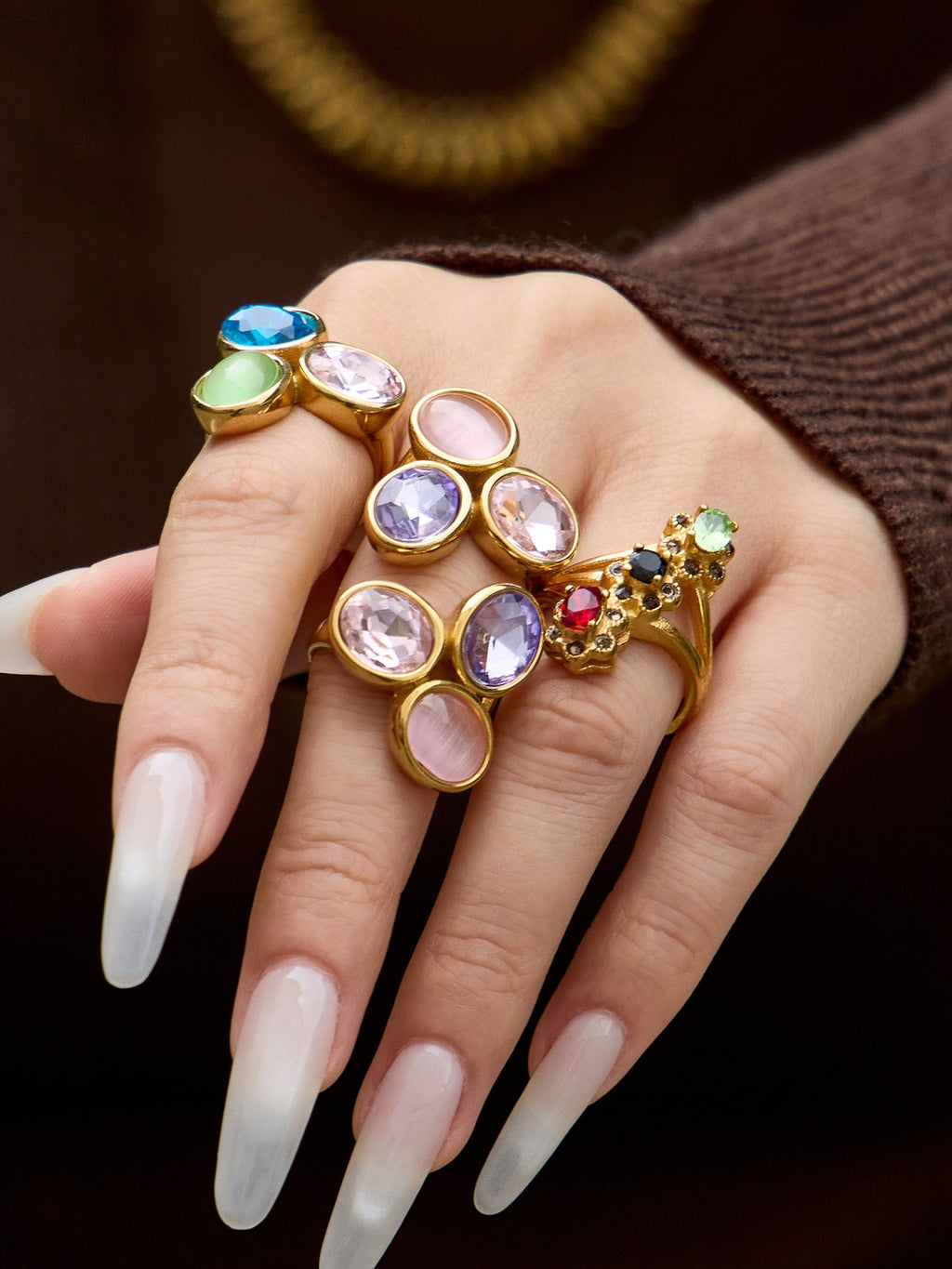 Multi-Color Glass Crystal Ring