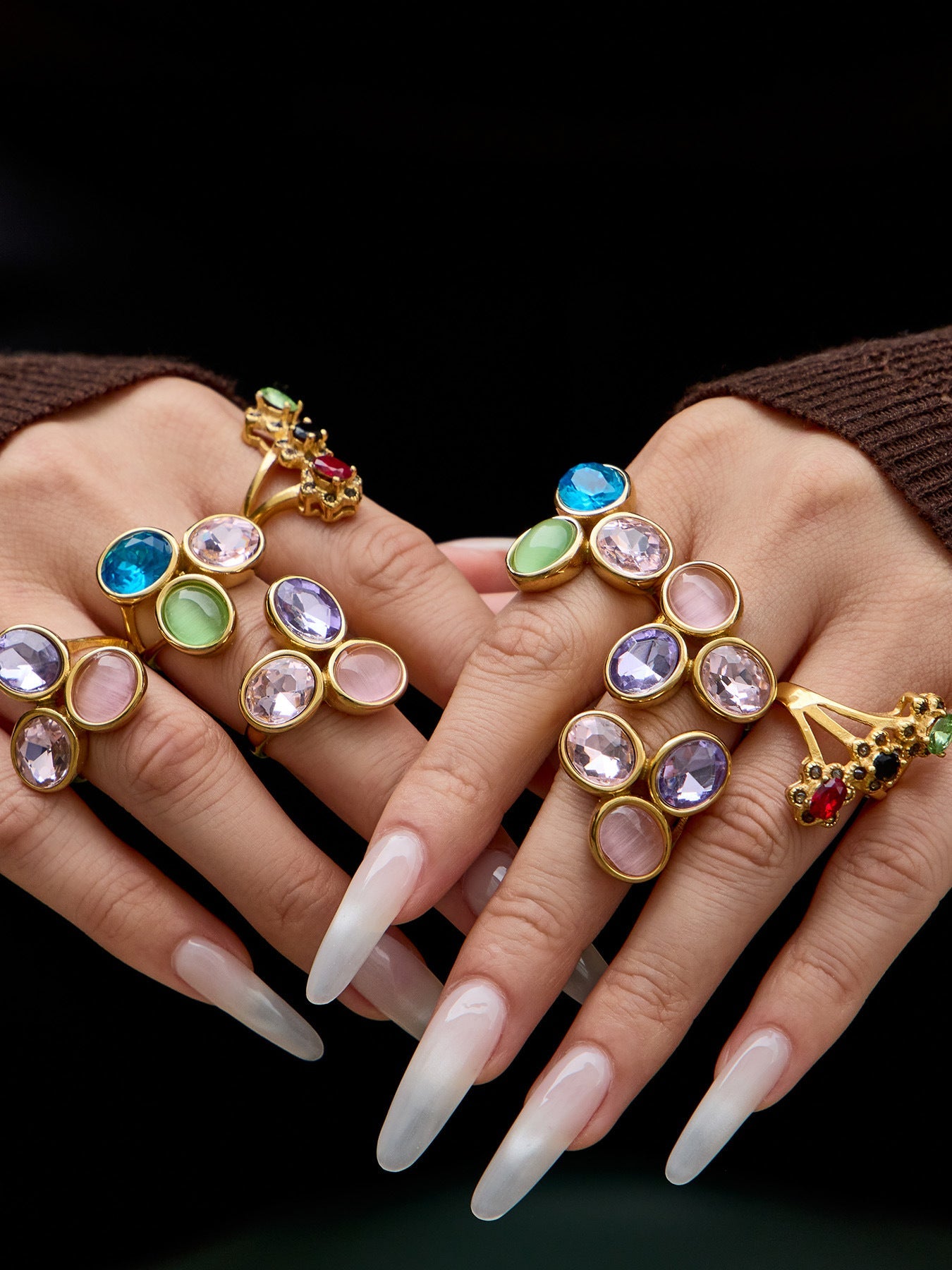 Multi-Color Glass Crystal Ring