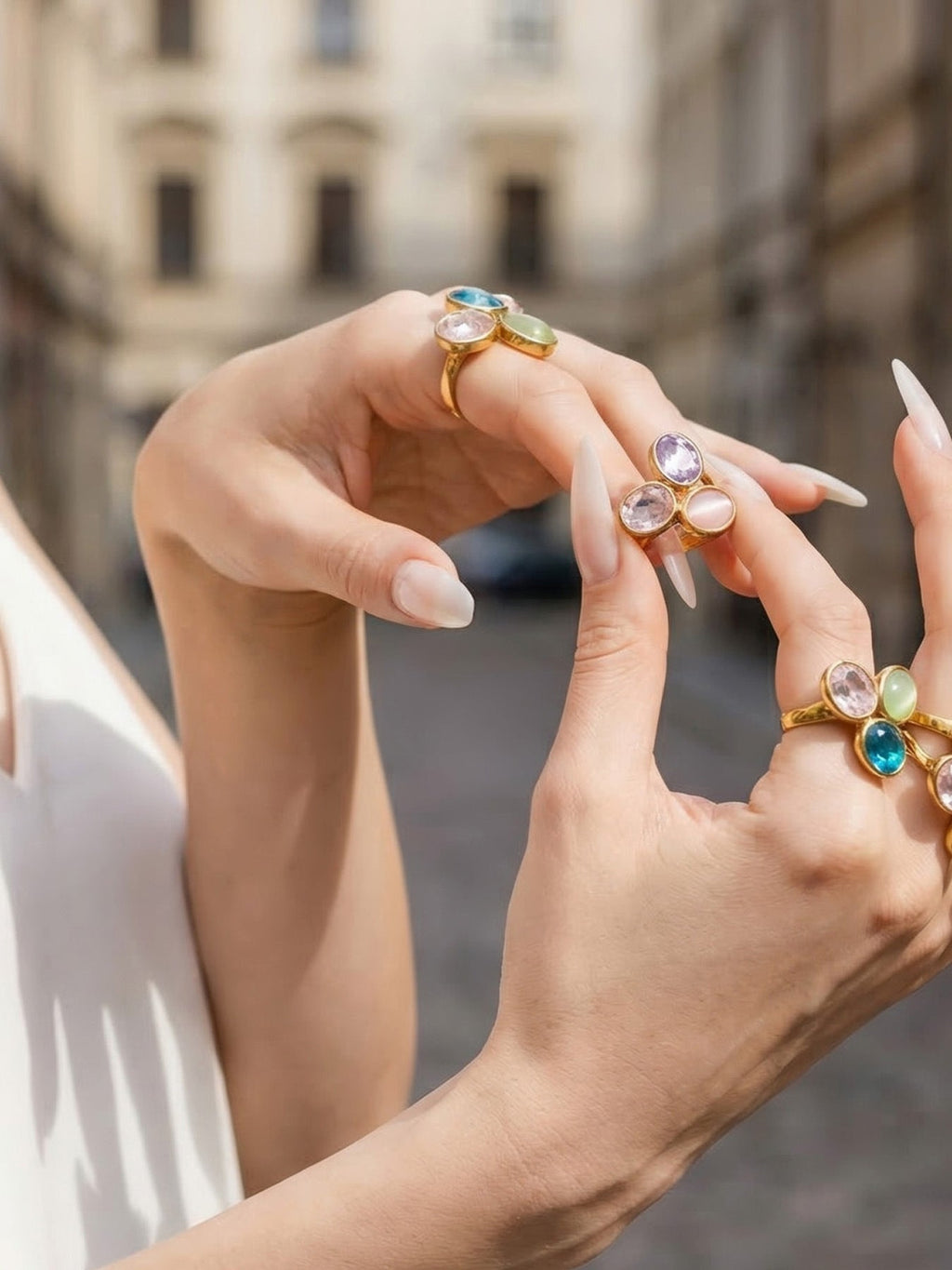 Multi-Color Glass Crystal Ring
