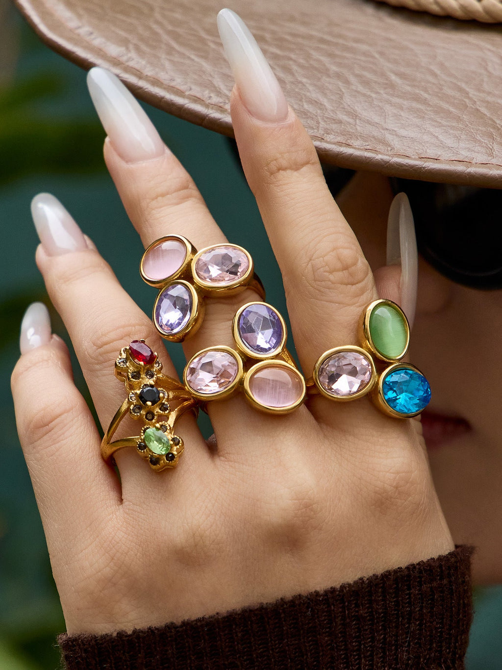 Multi-Color Glass Crystal Ring