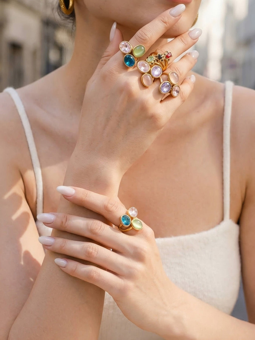 Multi-Color Glass Crystal Ring