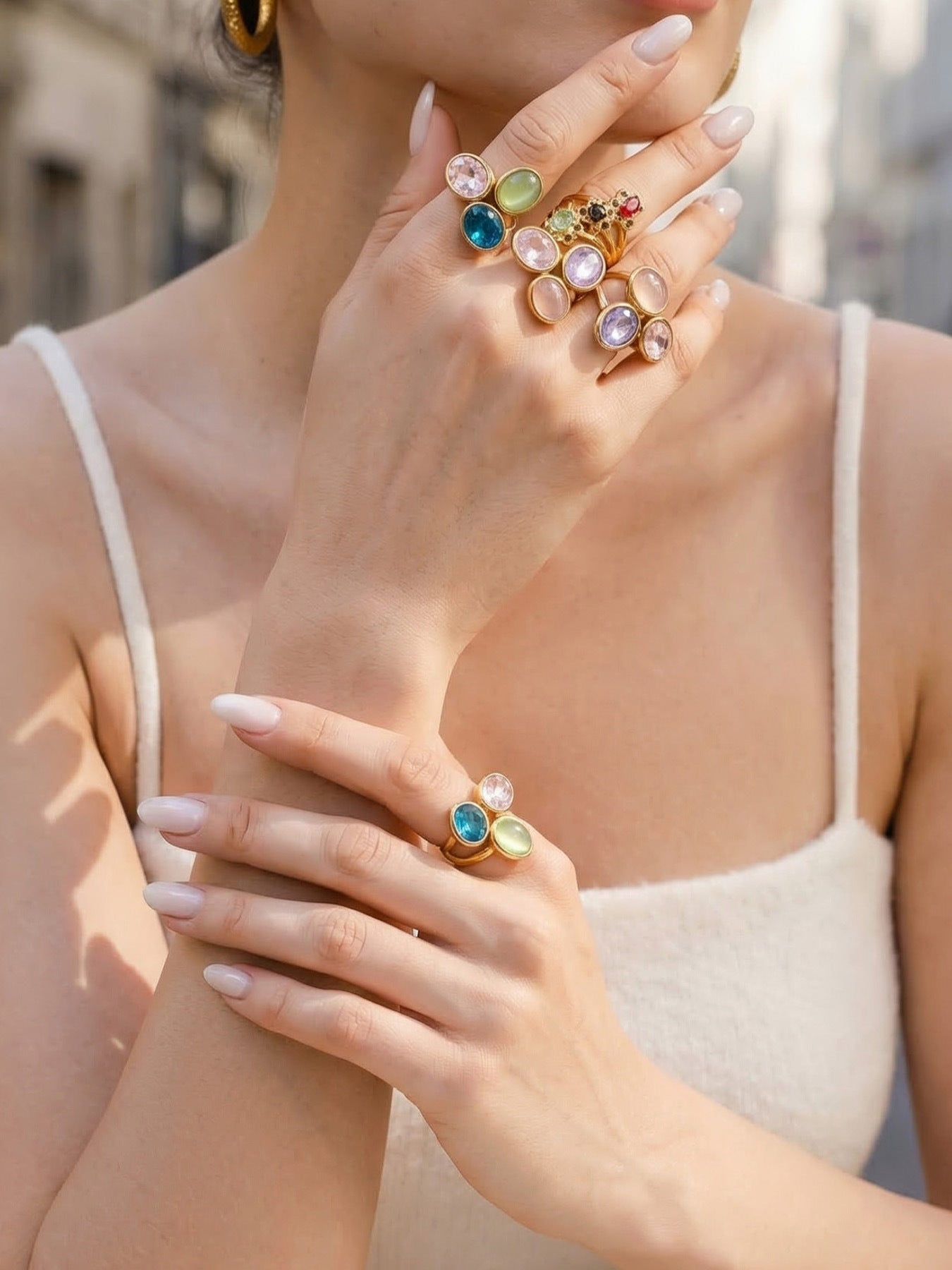 Multi-Color Glass Crystal Ring