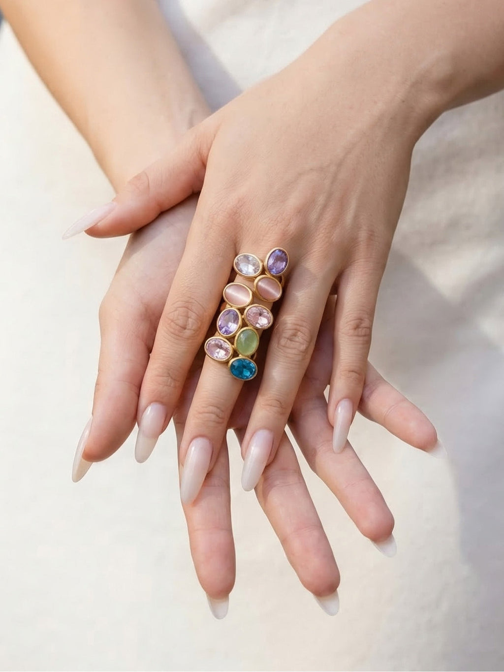 Multi-Color Glass Crystal Ring