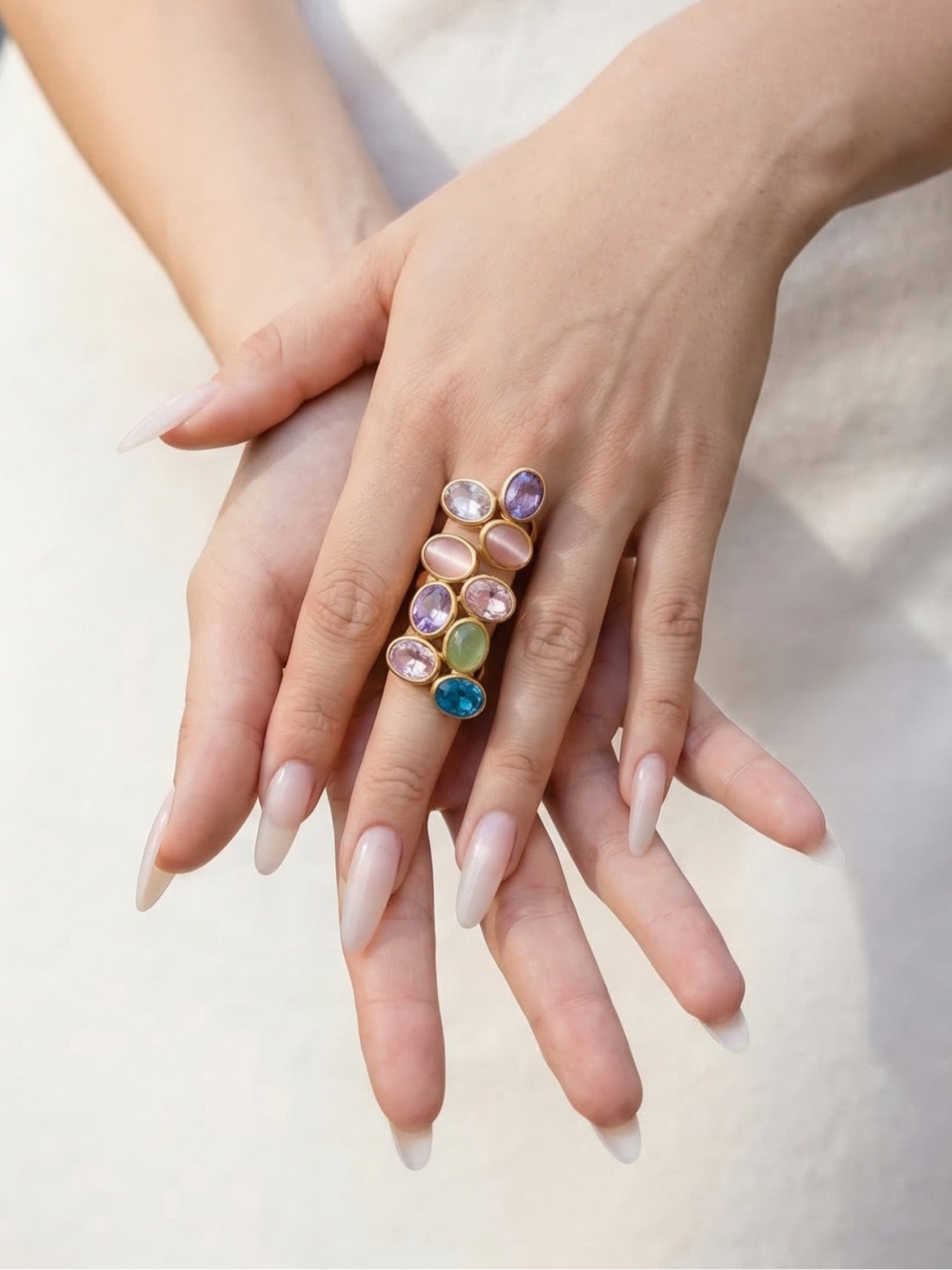Multi-Color Glass Crystal Ring