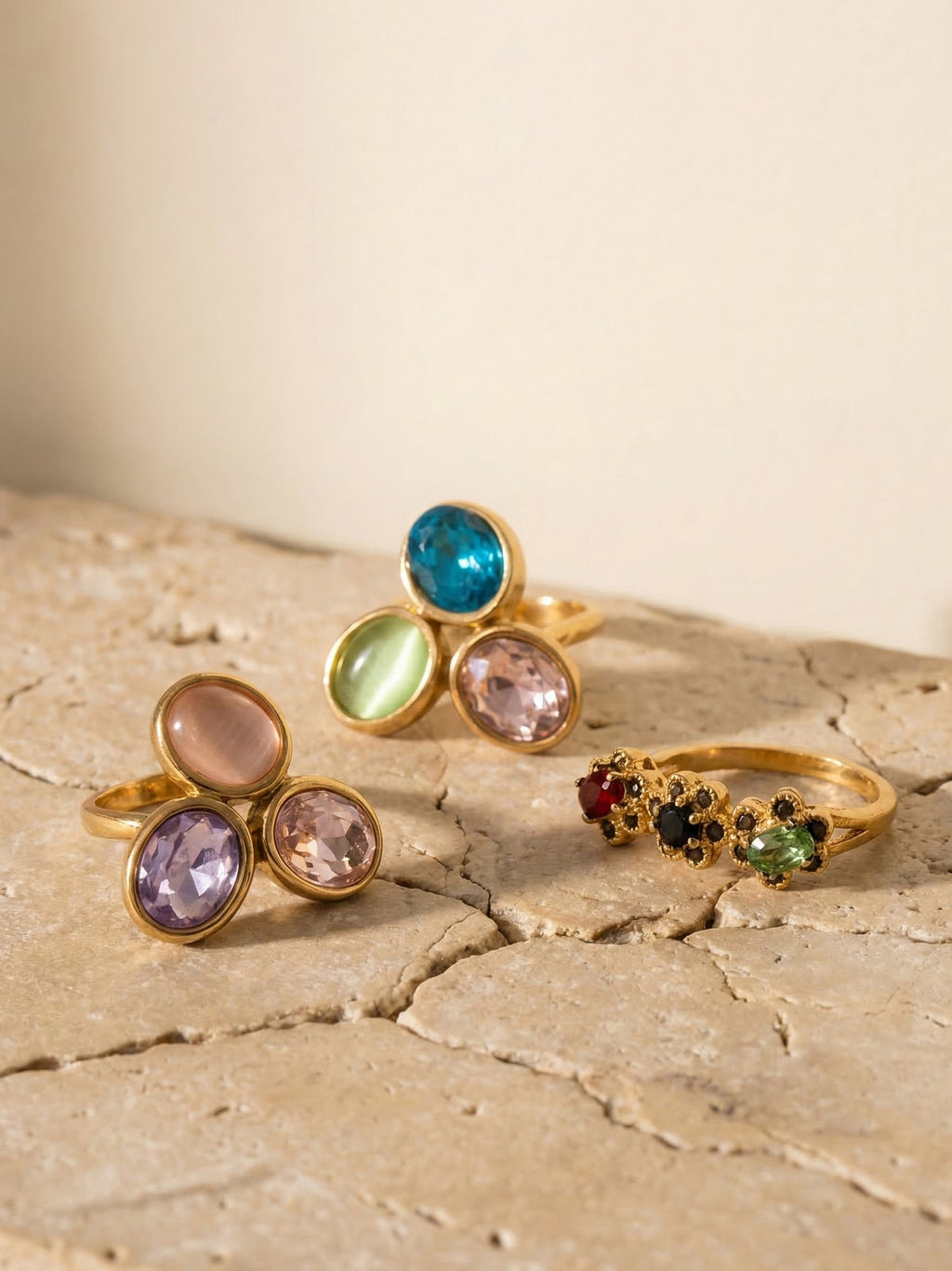 Multi-Color Glass Crystal Ring