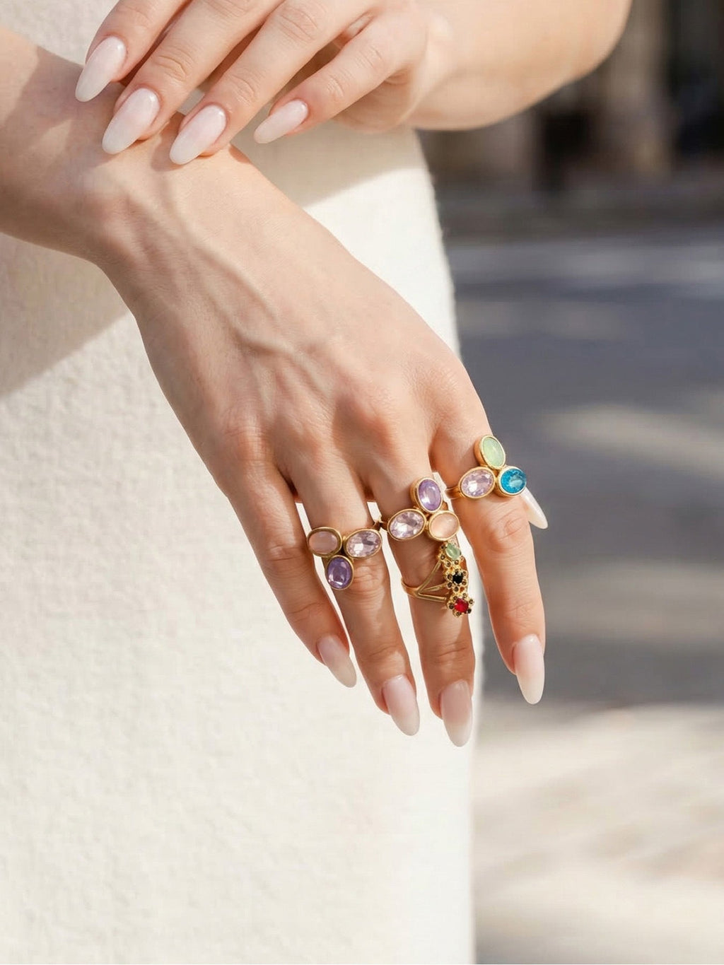 Multi-Color Glass Crystal Ring