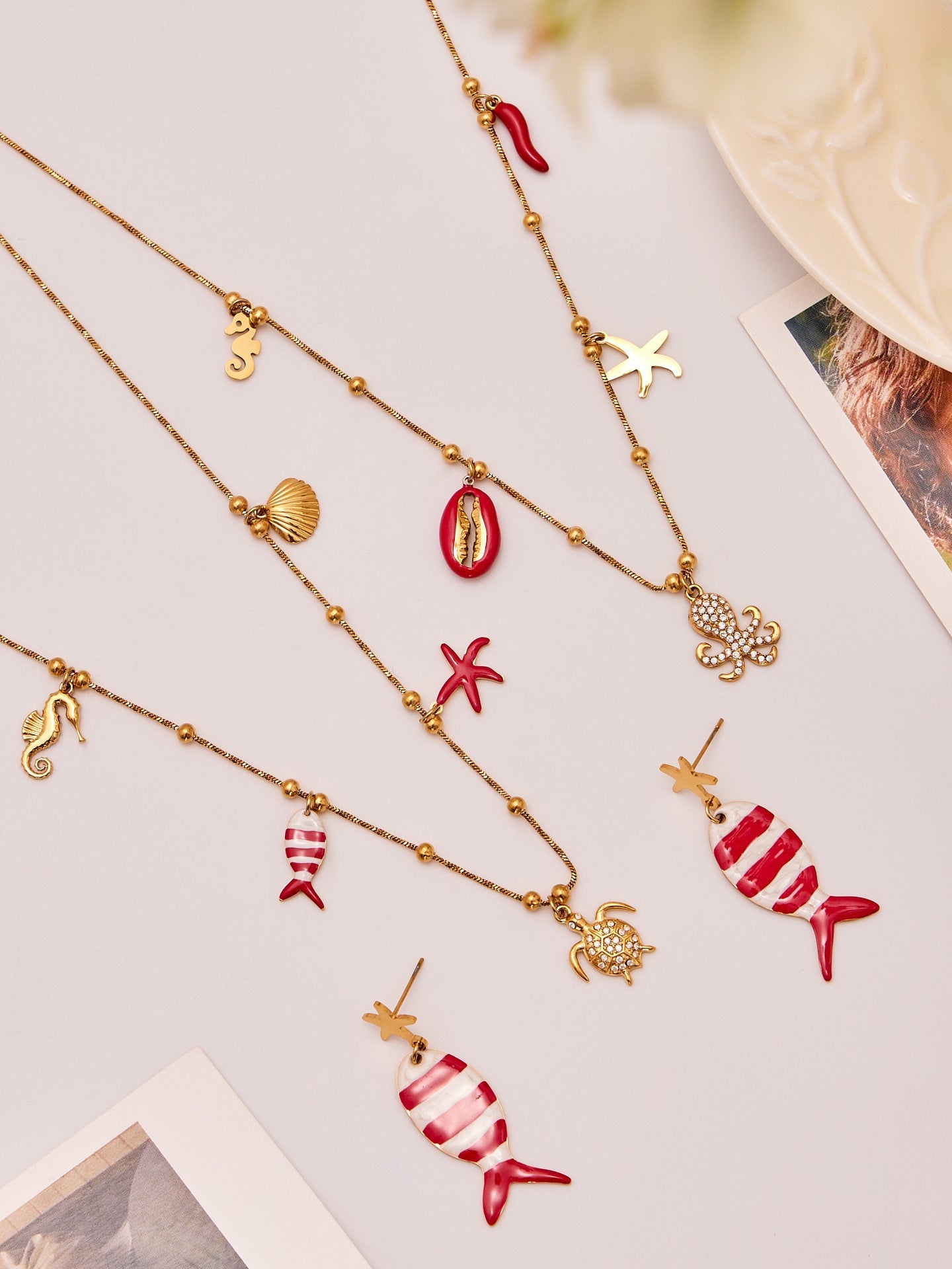 Octopus & Starfish DIY Pendant Jewelry Set | 18K Gold
