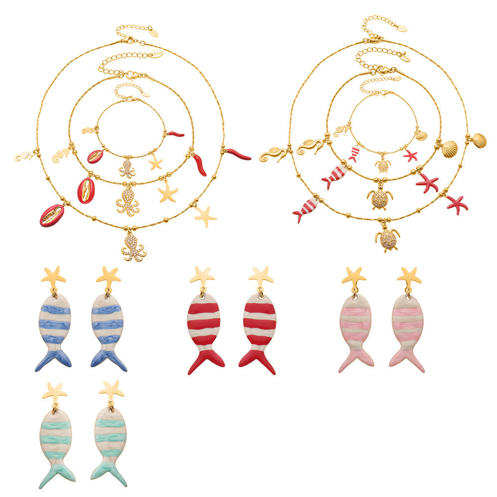 Octopus & Starfish DIY Pendant Jewelry Set | 18K Gold