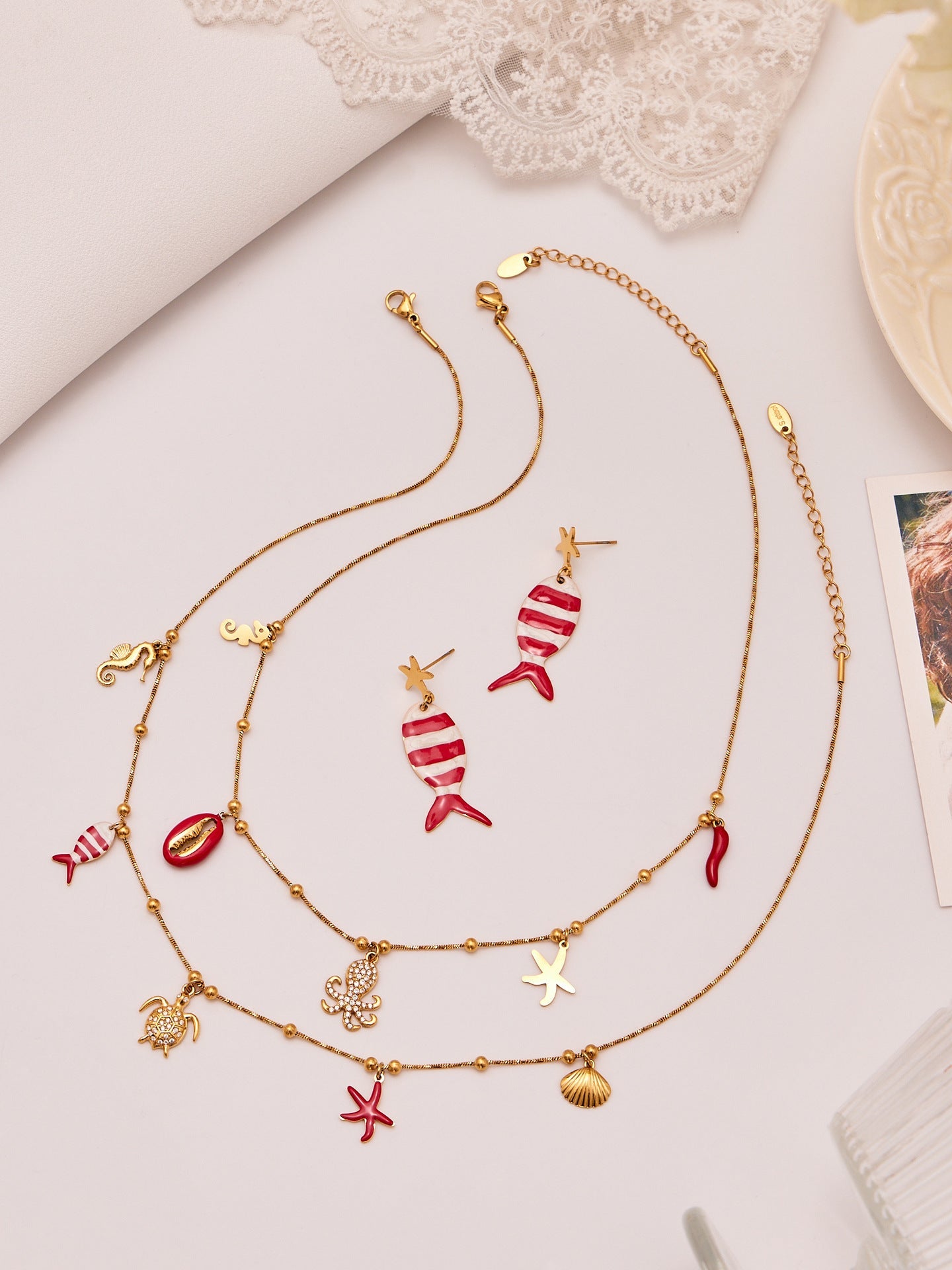 Octopus & Starfish DIY Pendant Jewelry Set | 18K Gold