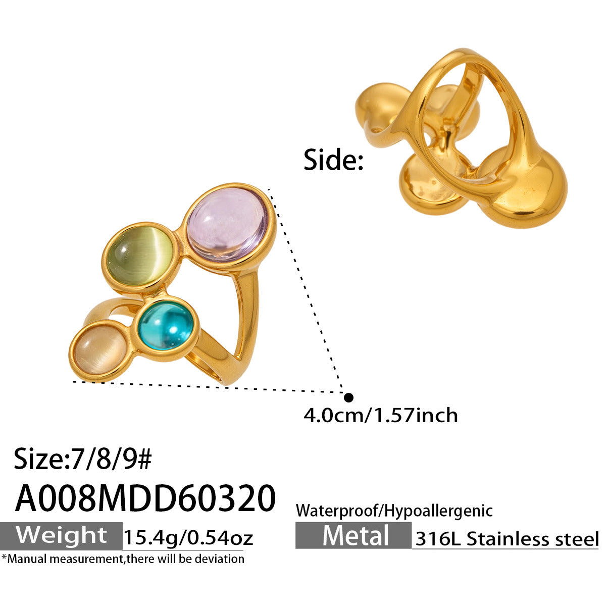 Cat Eye Stone Open Ring